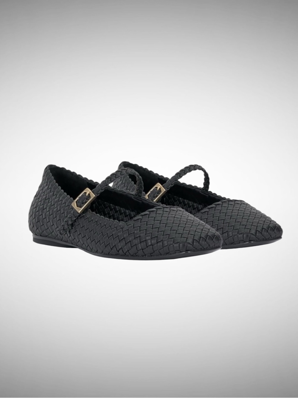 Vince Camuto Black Woven Mary Jane Flats